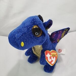 TY Beanie Boos Saffire Blue Dragon Plush Stuffed Toy 6 Inch 2018 Gold Rainbow